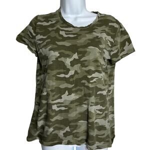 PINK Victorias Secret Camo T Shirt S Green Crew Neck Short Sleeves 100% Cotton